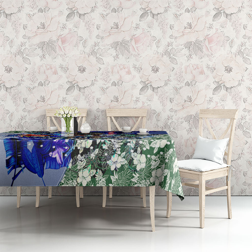 Personalized North Melbourne Football Kangaroos Tablecloth Tropical Hibiscus Flowers - Pacific Fusion Style