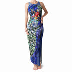 Personalized North Melbourne Football Kangaroos Tank Maxi Dress Tropical Hibiscus Flowers - Pacific Fusion Style