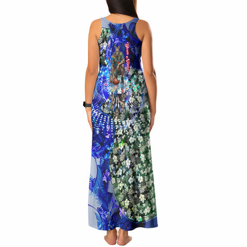 Personalized North Melbourne Football Kangaroos Tank Maxi Dress Tropical Hibiscus Flowers - Pacific Fusion Style