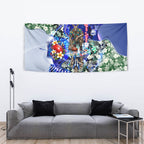 Personalized North Melbourne Football Kangaroos Tapestry Tropical Hibiscus Flowers - Pacific Fusion Style
