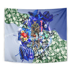 Personalized North Melbourne Football Kangaroos Tapestry Tropical Hibiscus Flowers - Pacific Fusion Style