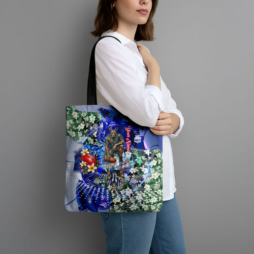 Personalized North Melbourne Football Kangaroos Tote Bag Tropical Hibiscus Flowers - Pacific Fusion Style