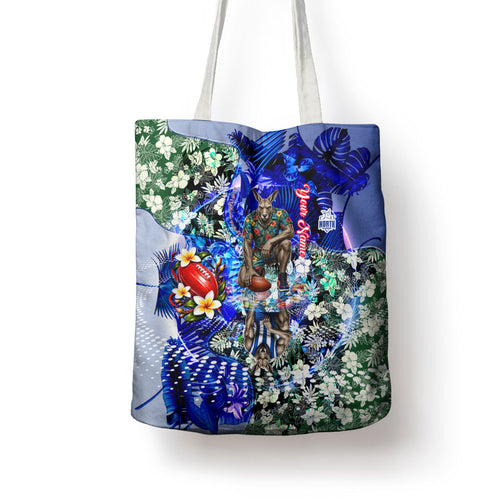 Personalized North Melbourne Football Kangaroos Tote Bag Tropical Hibiscus Flowers - Pacific Fusion Style