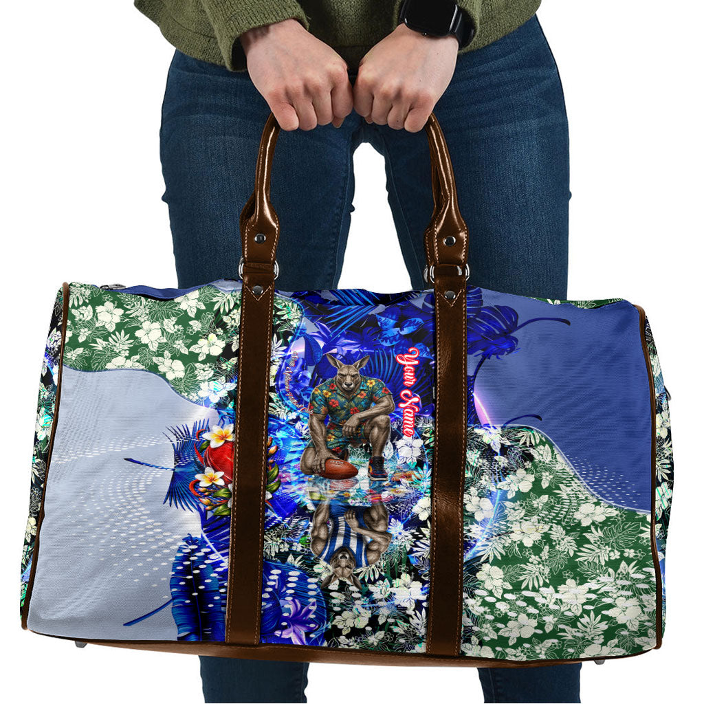 Personalized North Melbourne Football Kangaroos Travel Bag Tropical Hibiscus Flowers - Pacific Fusion Style
