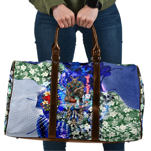 Personalized North Melbourne Football Kangaroos Travel Bag Tropical Hibiscus Flowers - Pacific Fusion Style