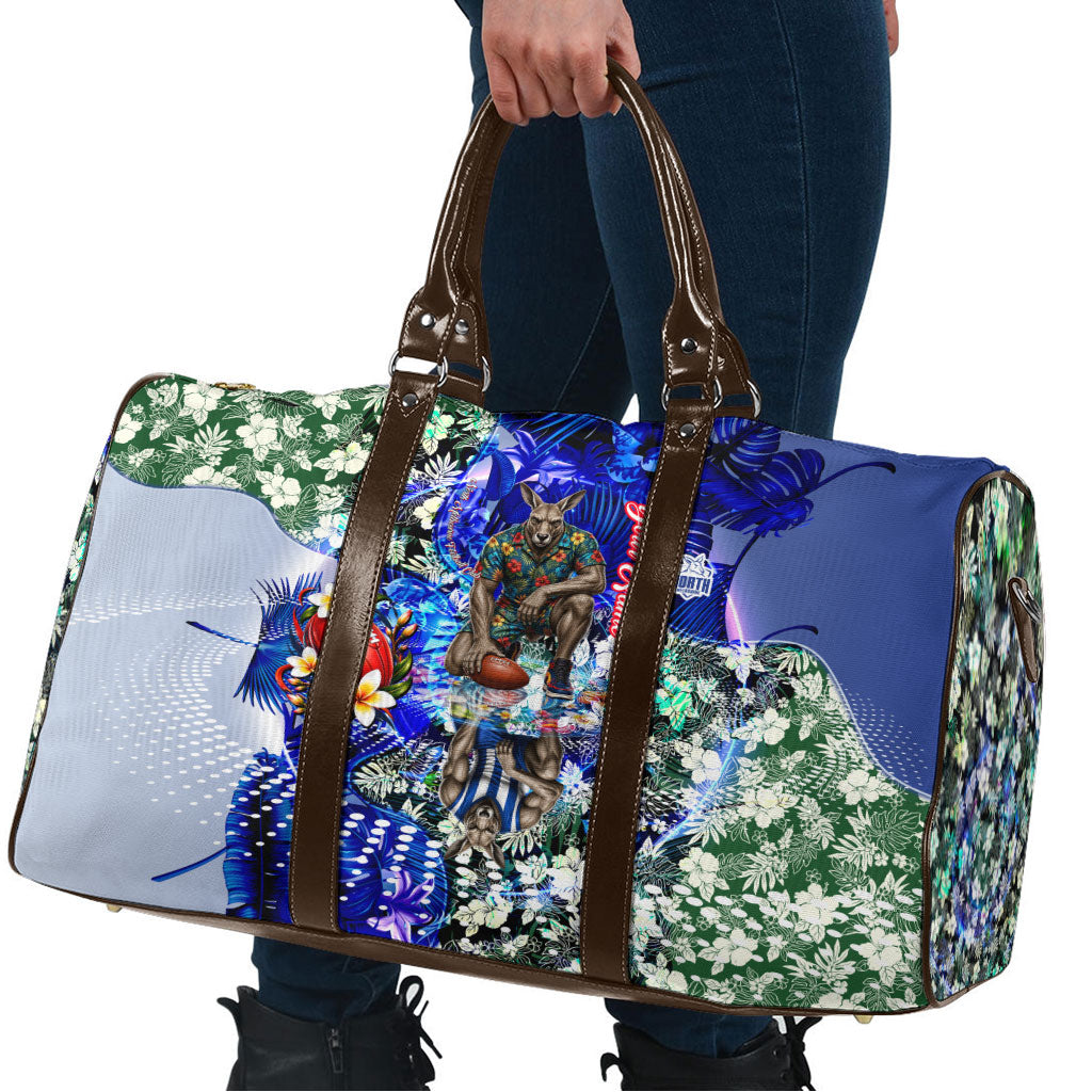Personalized North Melbourne Football Kangaroos Travel Bag Tropical Hibiscus Flowers - Pacific Fusion Style