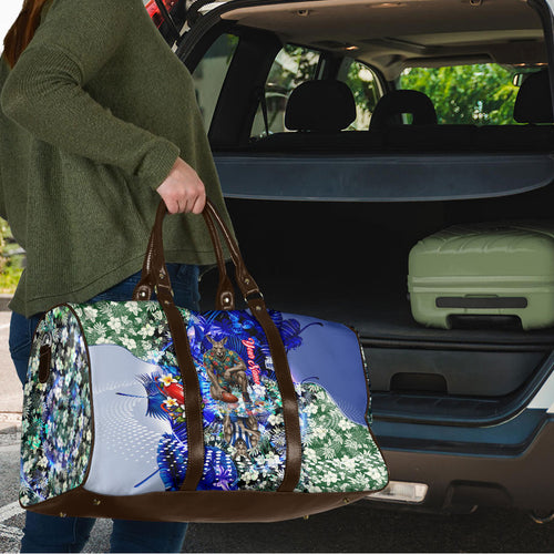 Personalized North Melbourne Football Kangaroos Travel Bag Tropical Hibiscus Flowers - Pacific Fusion Style