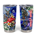Personalized North Melbourne Football Kangaroos Tumbler Cup Tropical Hibiscus Flowers - Pacific Fusion Style