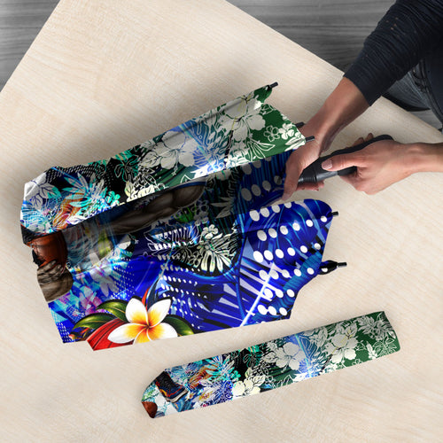Personalized North Melbourne Football Kangaroos Umbrella Tropical Hibiscus Flowers - Pacific Fusion Style
