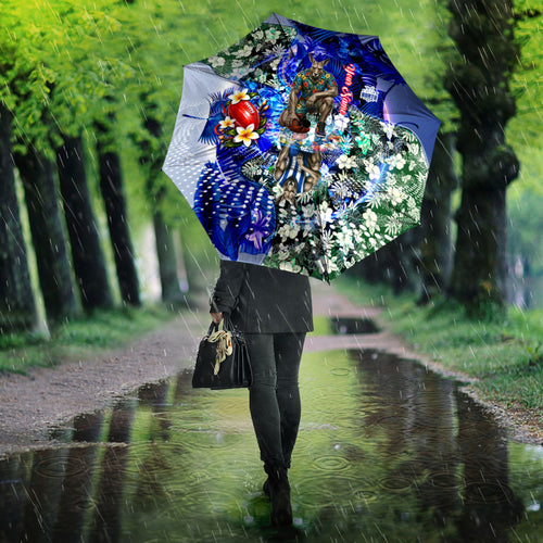 Personalized North Melbourne Football Kangaroos Umbrella Tropical Hibiscus Flowers - Pacific Fusion Style