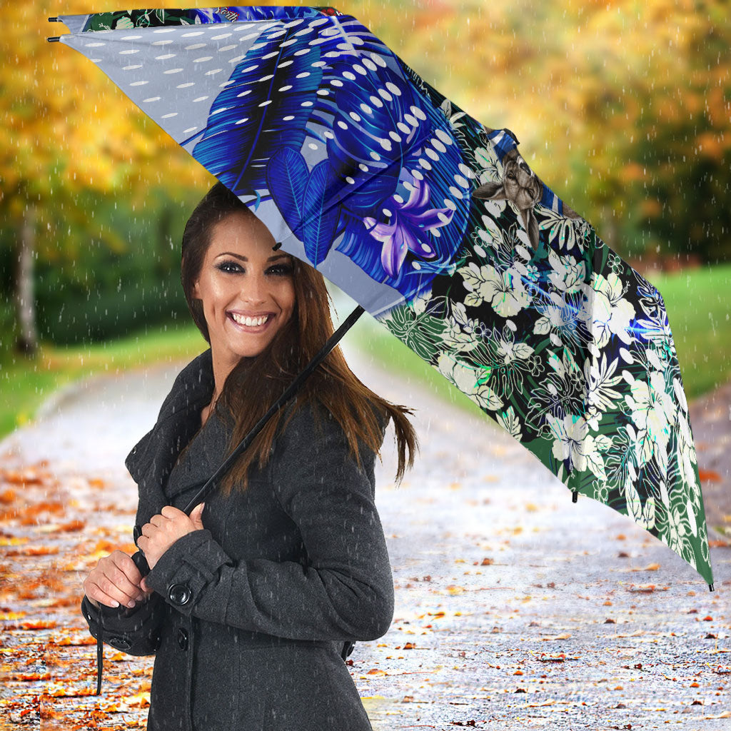 Personalized North Melbourne Football Kangaroos Umbrella Tropical Hibiscus Flowers - Pacific Fusion Style