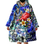 Personalized North Melbourne Football Kangaroos Wearable Blanket Hoodie Tropical Hibiscus Flowers - Pacific Fusion Style