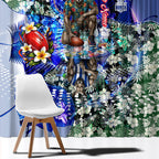 Personalized North Melbourne Football Kangaroos Window Curtain Tropical Hibiscus Flowers - Pacific Fusion Style