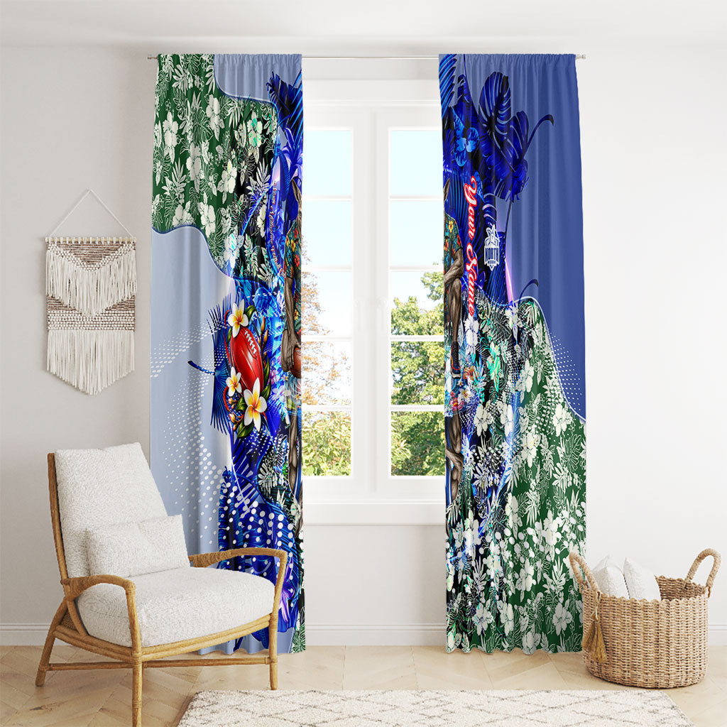 Personalized North Melbourne Football Kangaroos Window Curtain Tropical Hibiscus Flowers - Pacific Fusion Style