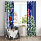 Personalized North Melbourne Football Kangaroos Window Curtain Tropical Hibiscus Flowers - Pacific Fusion Style