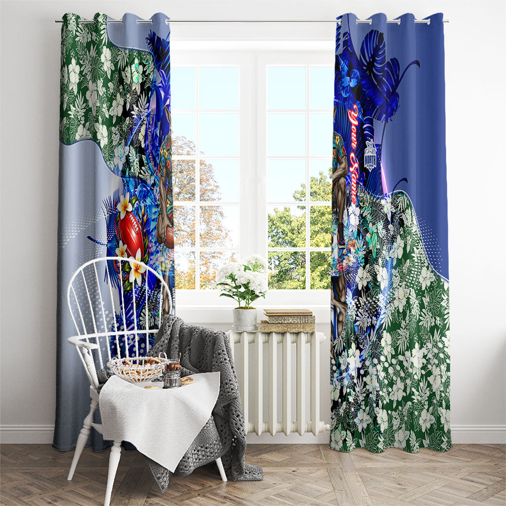 Personalized North Melbourne Football Kangaroos Window Curtain Tropical Hibiscus Flowers - Pacific Fusion Style