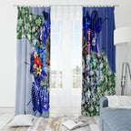 Personalized North Melbourne Football Kangaroos Window Curtain Tropical Hibiscus Flowers - Pacific Fusion Style