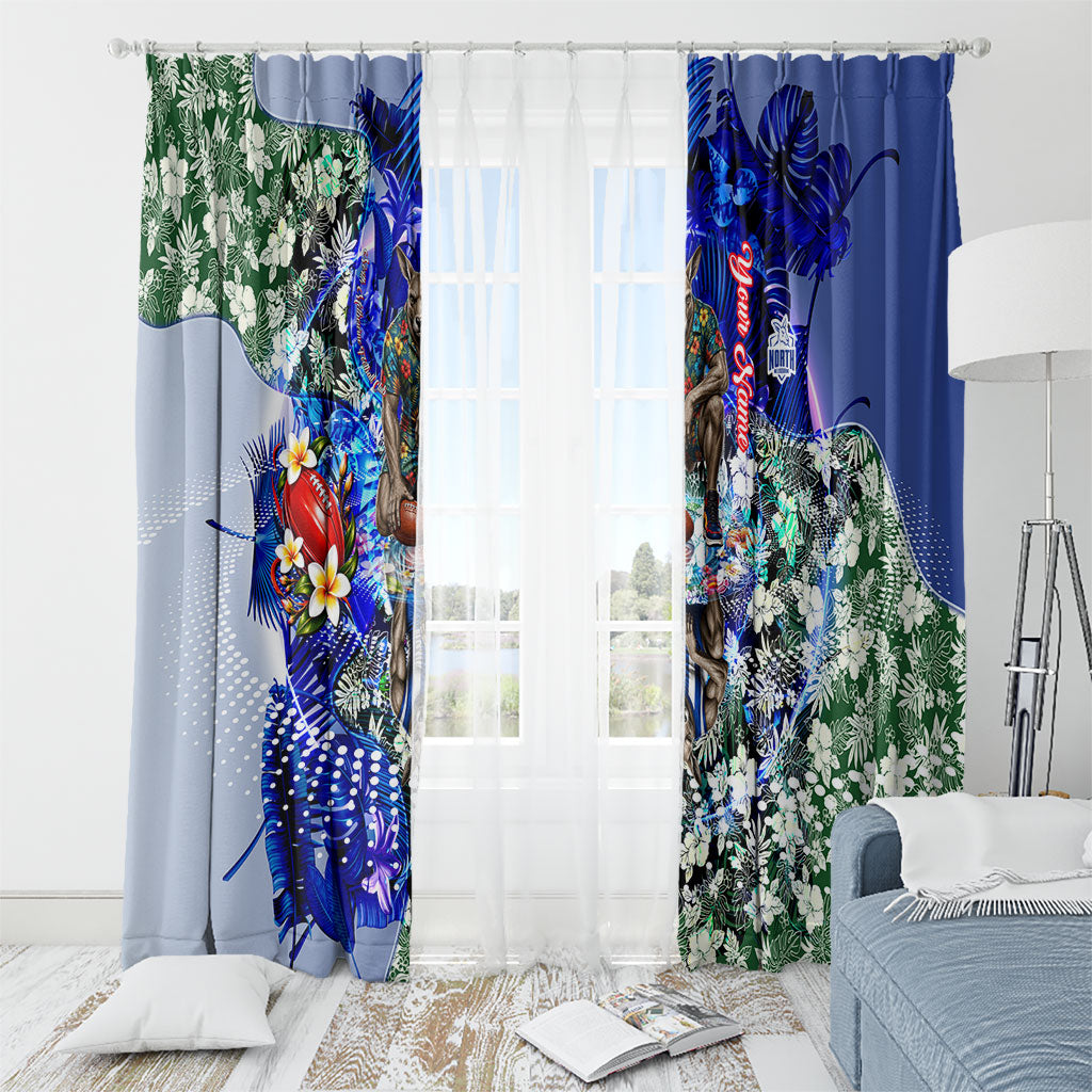 Personalized North Melbourne Football Kangaroos Window Curtain Tropical Hibiscus Flowers - Pacific Fusion Style