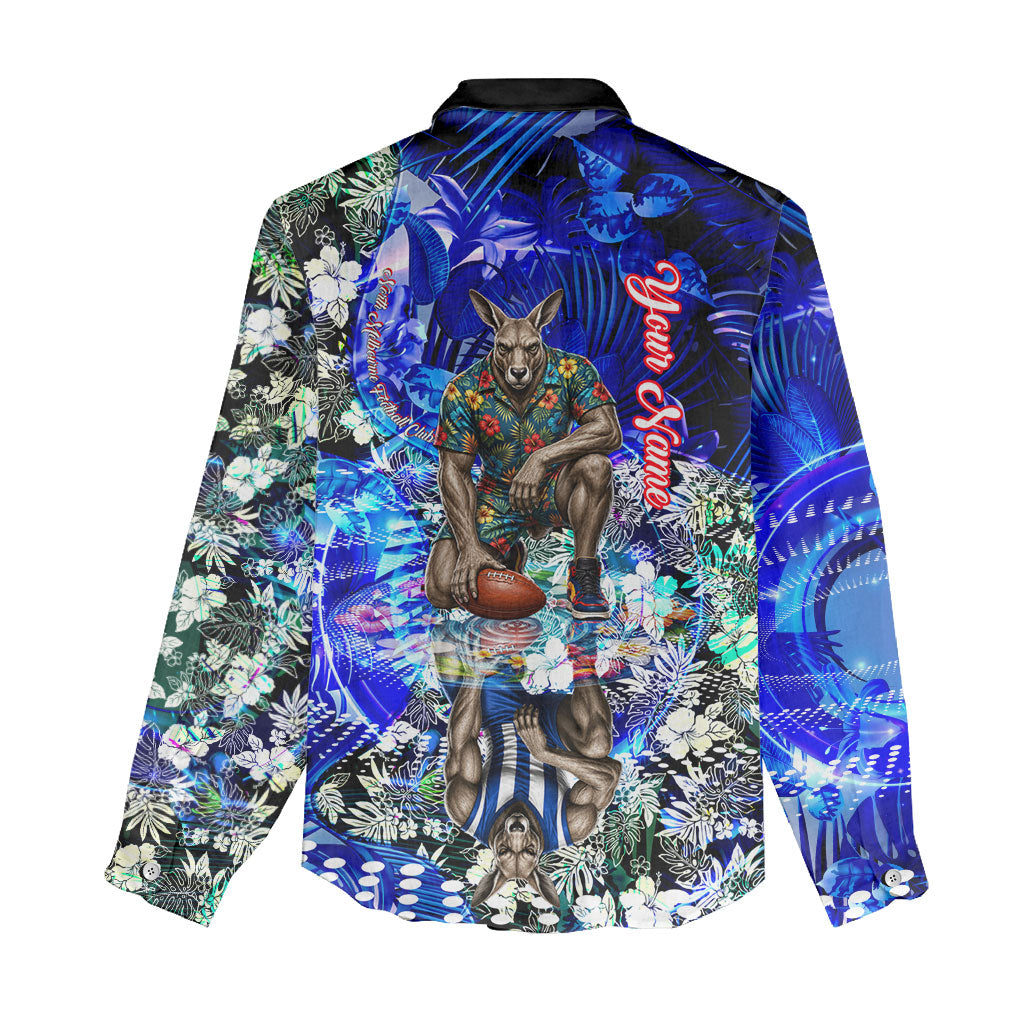 Personalized North Melbourne Football Kangaroos Women Casual Shirt Tropical Hibiscus Flowers - Pacific Fusion Style