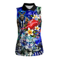 Personalized North Melbourne Football Kangaroos Women Sleeveless Polo Shirt Tropical Hibiscus Flowers - Pacific Fusion Style