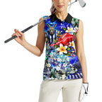 Personalized North Melbourne Football Kangaroos Women Sleeveless Polo Shirt Tropical Hibiscus Flowers - Pacific Fusion Style