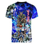 Personalized North Melbourne Football Kangaroos Women V-Neck T-Shirt Tropical Hibiscus Flowers - Pacific Fusion Style