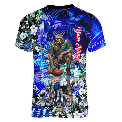 Personalized North Melbourne Football Kangaroos Women V-Neck T-Shirt Tropical Hibiscus Flowers - Pacific Fusion Style
