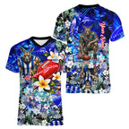 Personalized North Melbourne Football Kangaroos Women V-Neck T-Shirt Tropical Hibiscus Flowers - Pacific Fusion Style