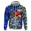 Personalized North Melbourne Football Kangaroos Zip Hoodie Tropical Hibiscus Flowers - Pacific Fusion Style
