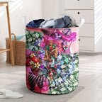 Personalized St Kilda Football Saints Laundry Basket Tropical Hibiscus Flowers - Pacific Fusion Style