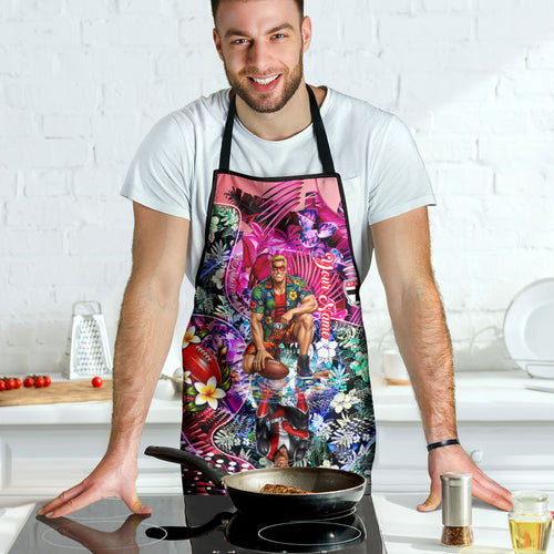 Personalized St Kilda Football Saints Apron Tropical Hibiscus Flowers - Pacific Fusion Style