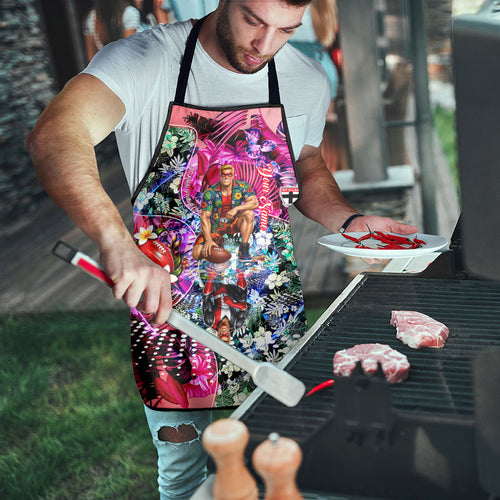 Personalized St Kilda Football Saints Apron Tropical Hibiscus Flowers - Pacific Fusion Style