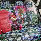 Personalized St Kilda Football Saints Back Car Seat Cover Tropical Hibiscus Flowers - Pacific Fusion Style