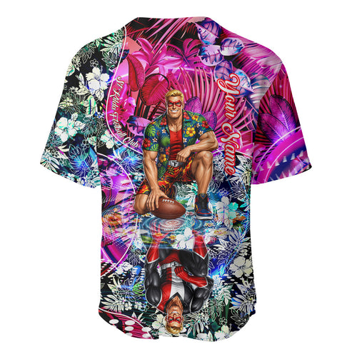 Personalized St Kilda Football Saints Baseball Jersey Tropical Hibiscus Flowers - Pacific Fusion Style