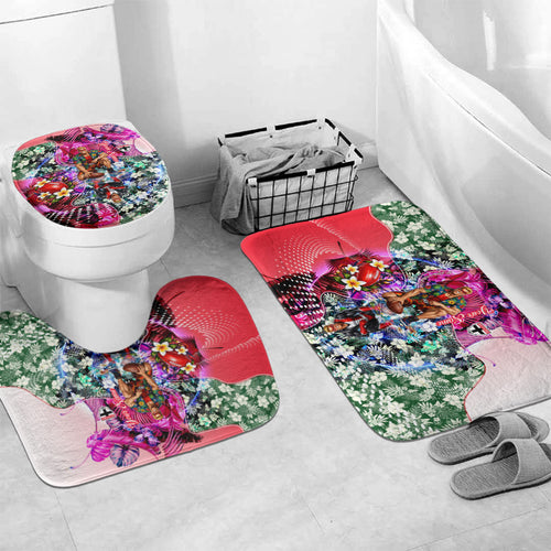 Personalized St Kilda Football Saints Bathroom Set Tropical Hibiscus Flowers - Pacific Fusion Style