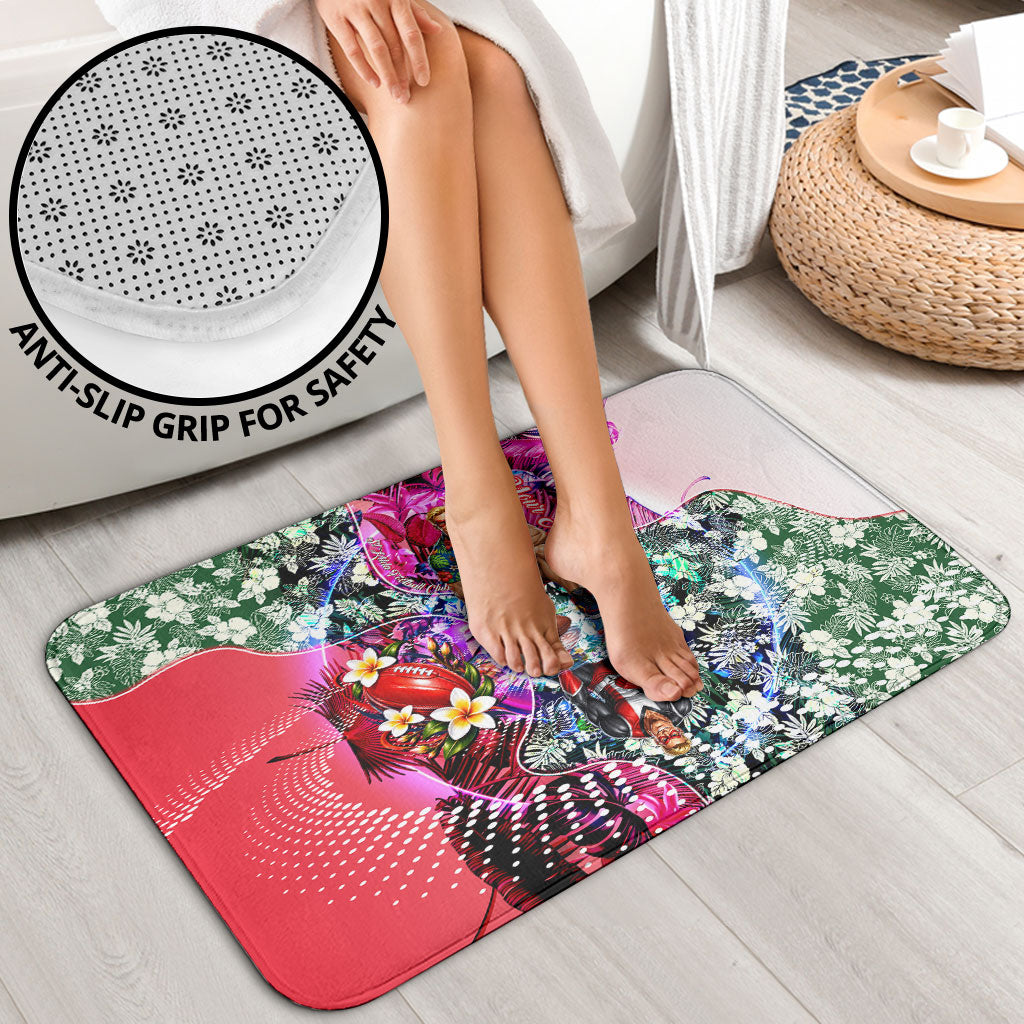 Personalized St Kilda Football Saints Bathroom Set Tropical Hibiscus Flowers - Pacific Fusion Style
