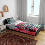 Personalized St Kilda Football Saints Bedding Set Tropical Hibiscus Flowers - Pacific Fusion Style