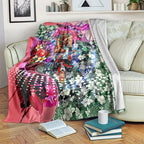 Personalized St Kilda Football Saints Blanket Tropical Hibiscus Flowers - Pacific Fusion Style