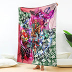 Personalized St Kilda Football Saints Blanket Tropical Hibiscus Flowers - Pacific Fusion Style