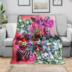 Personalized St Kilda Football Saints Blanket Tropical Hibiscus Flowers - Pacific Fusion Style