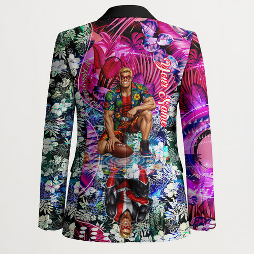 Personalized St Kilda Football Saints Blazer Tropical Hibiscus Flowers - Pacific Fusion Style