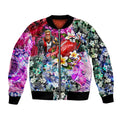 Personalized St Kilda Football Saints Bomber Jacket Tropical Hibiscus Flowers - Pacific Fusion Style