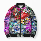 Personalized St Kilda Football Saints Bomber Puffer Jacket Tropical Hibiscus Flowers - Pacific Fusion Style