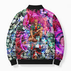 Personalized St Kilda Football Saints Bomber Puffer Jacket Tropical Hibiscus Flowers - Pacific Fusion Style