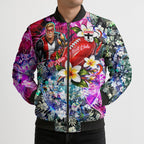 Personalized St Kilda Football Saints Bomber Puffer Jacket Tropical Hibiscus Flowers - Pacific Fusion Style