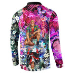 Personalized St Kilda Football Saints Button Sweatshirt Tropical Hibiscus Flowers - Pacific Fusion Style
