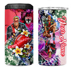 Personalized St Kilda Football Saints 4 in 1 Can Cooler Tumbler Tropical Hibiscus Flowers - Pacific Fusion Style