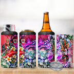 Personalized St Kilda Football Saints 4 in 1 Can Cooler Tumbler Tropical Hibiscus Flowers - Pacific Fusion Style