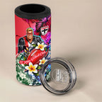 Personalized St Kilda Football Saints 4 in 1 Can Cooler Tumbler Tropical Hibiscus Flowers - Pacific Fusion Style