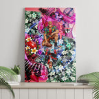 Personalized St Kilda Football Saints Canvas Wall Art Tropical Hibiscus Flowers - Pacific Fusion Style